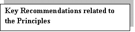 Text Box: Key Recommendations related to the Principles